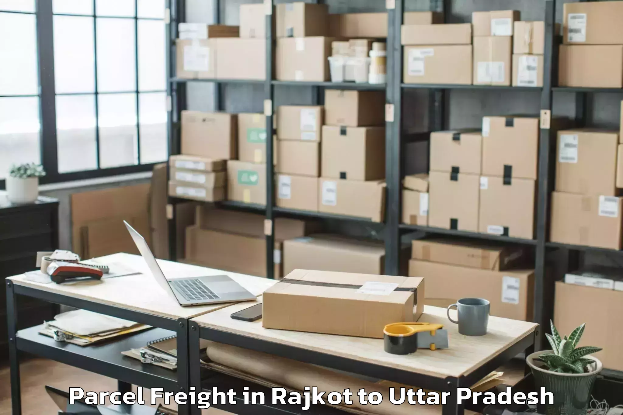 Hassle-Free Rajkot to Uttar Pradesh University Of Me Parcel Freight